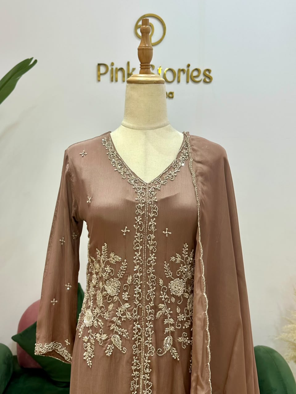 Handworked Salwar Suit- Cocoa Blush