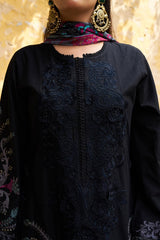 Embroidered 3pc salwar suit- Black
