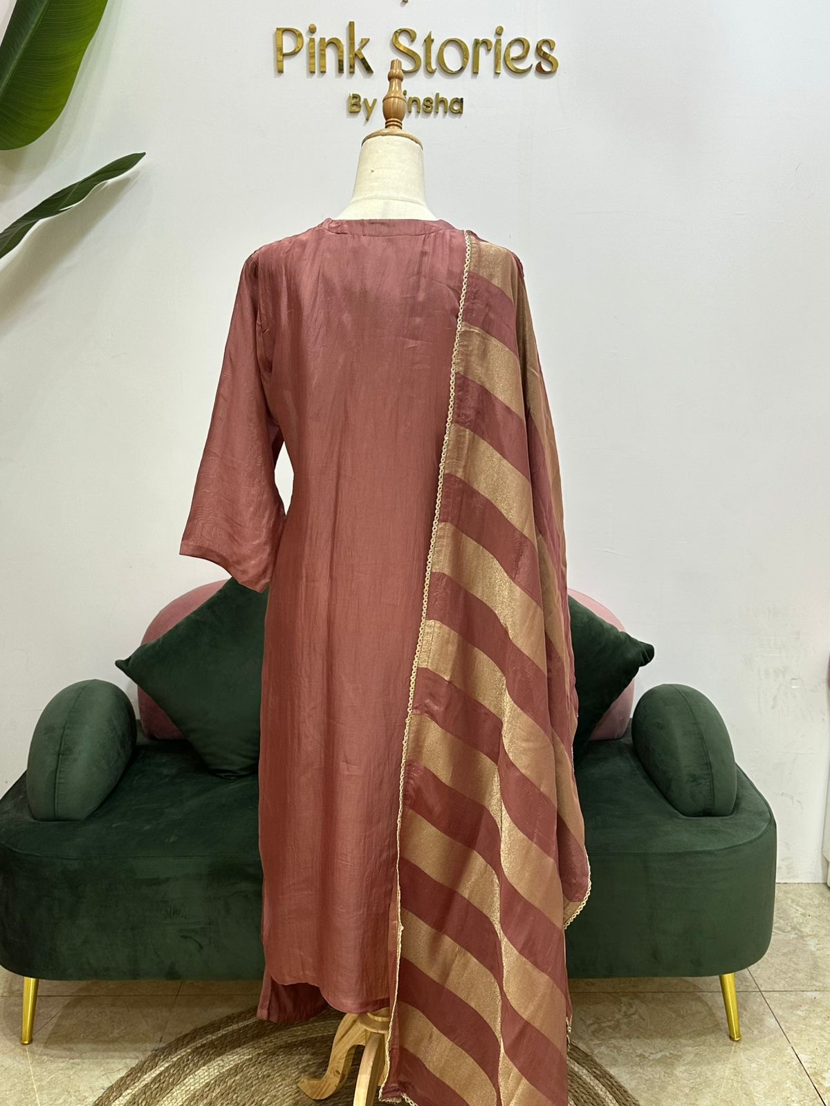 Handworked salwar suit - dark peach