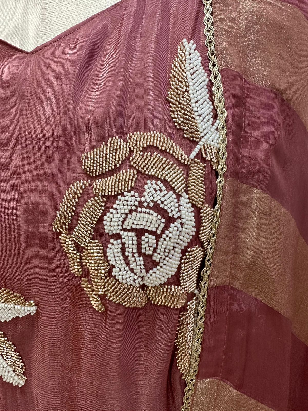 Handworked salwar suit - dark peach