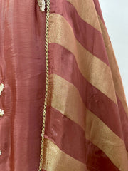 Handworked salwar suit - dark peach