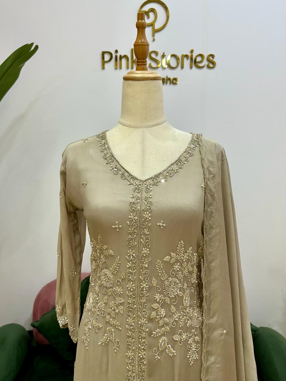 Handworked Salwar Suit- Dusty Grey