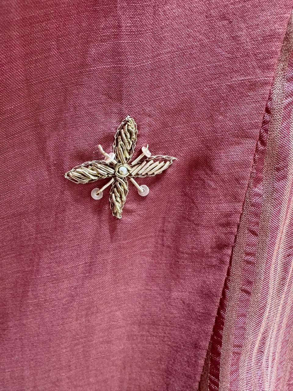 Soft Mul Chanderi A-Line Suit- Dusty Pink