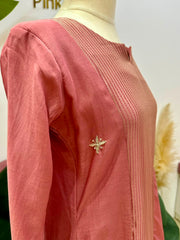 Soft Mul Chanderi A-Line Suit- Dusty Pink