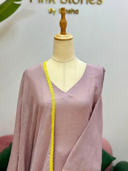 Crushed Chanderi A-Line Suit- Dusty Lavender