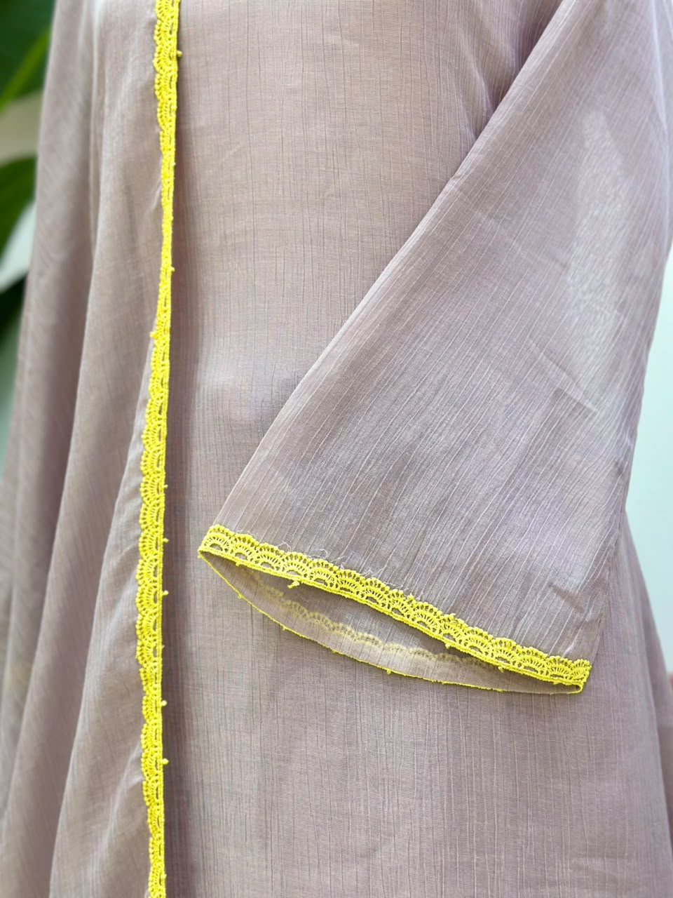Crushed Chanderi A-Line Suit- Dusty Lavender