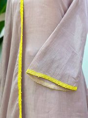 Crushed Chanderi A-Line Suit- Dusty Lavender