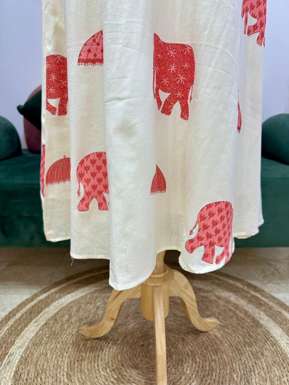1-Piece Sleeveless Printed Dress – Off White