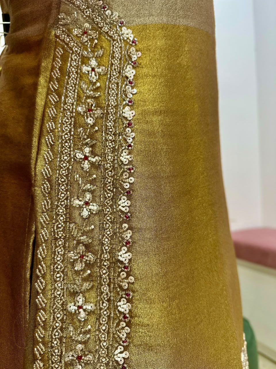 Copper & Gold Embroidered Kurta Divider Set