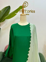 Forest Green Kaftan Suit with Contrast Dupatta