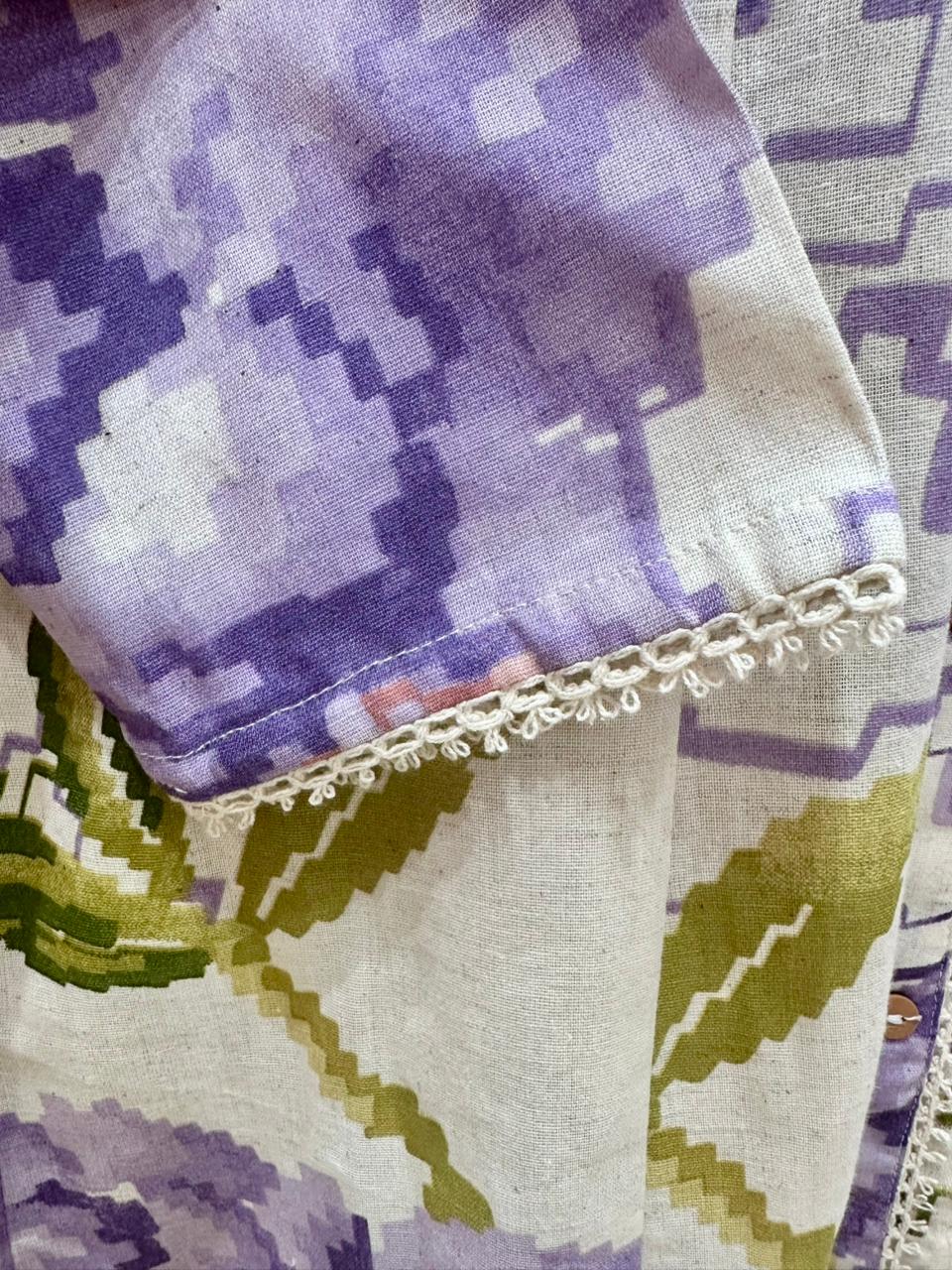 Printed 2Pc Cotton Flex Co-Ord Set- Lavender