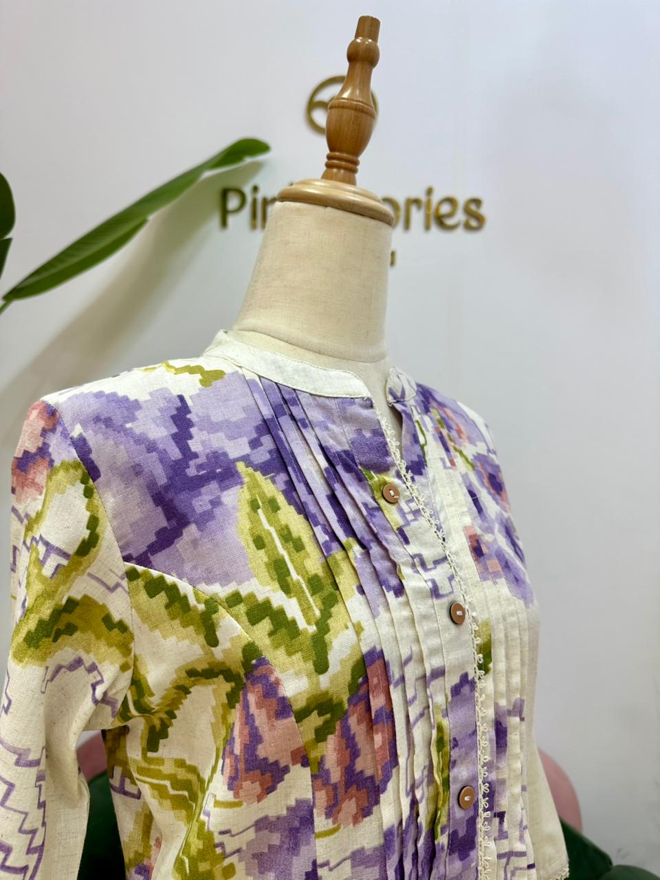 Printed 2Pc Cotton Flex Co-Ord Set- Lavender