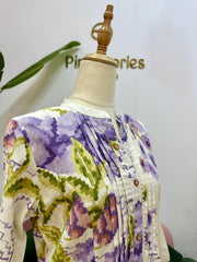 Printed 2Pc Cotton Flex Co-Ord Set- Lavender