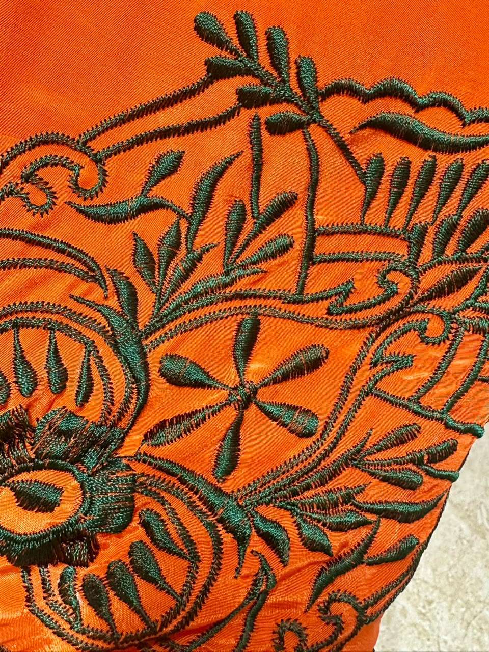 Mehndi Green Kaftan Suit with Orange Contrast Dupatta