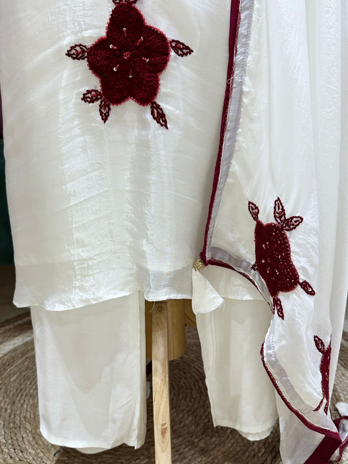 Handworked A-line suit- off white