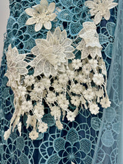 Heavy Crochet Salwar Suit- Dusty Blue