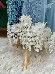 Heavy Crochet Salwar Suit- Dusty Blue