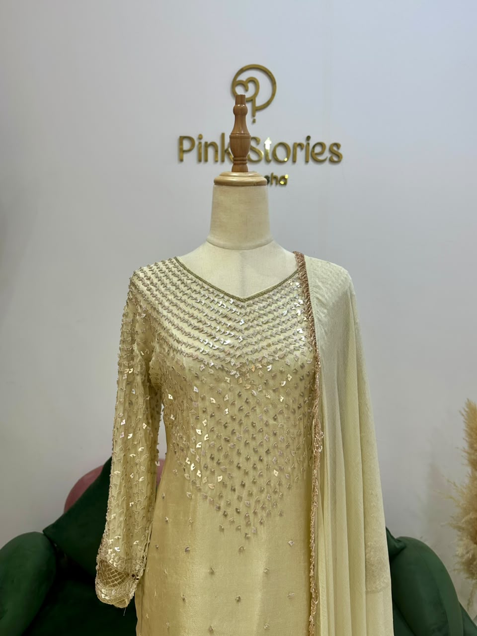 Handworked Salwar Suit- Cream