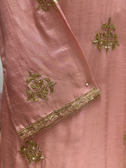 Handworked Dola Silk A-line Suit- Pastel Pink