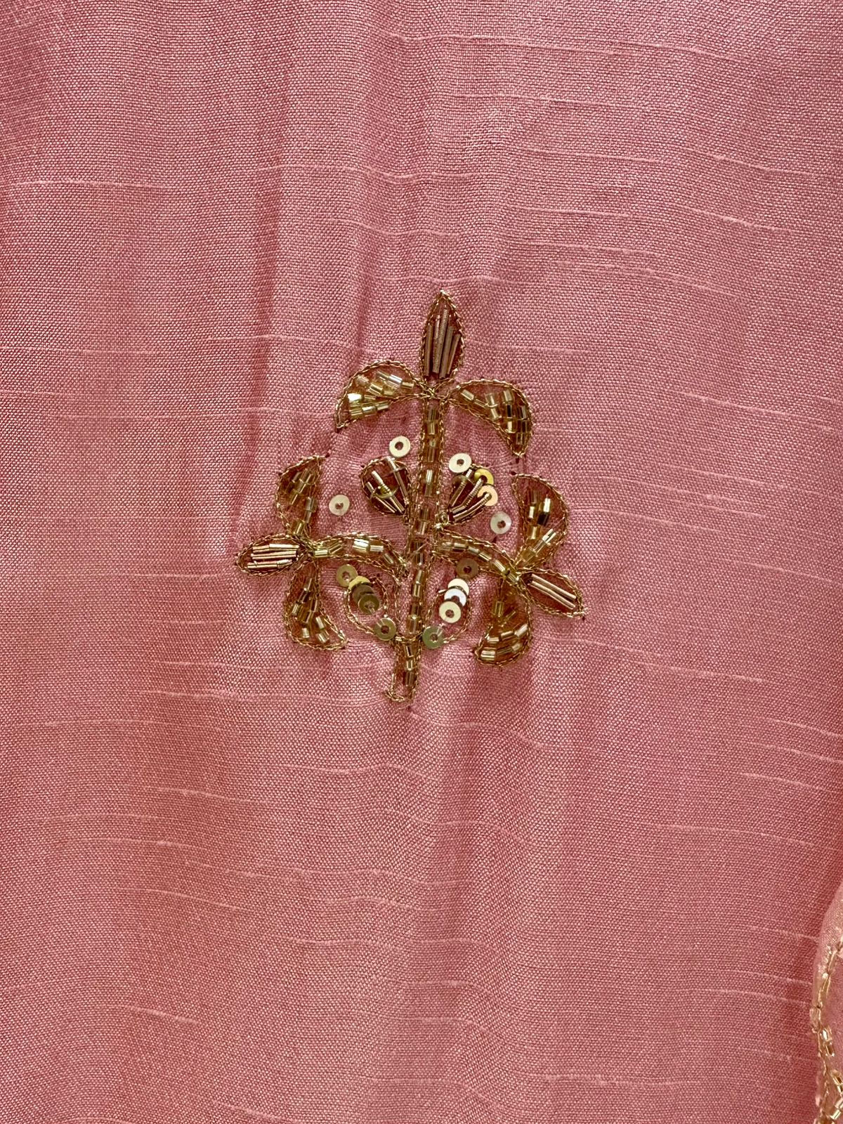 Handworked Dola Silk A-line Suit- Pastel Pink