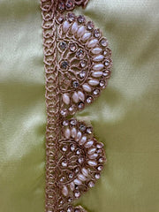 Embroidered 3Pc Silk Satin Salwar Suit- Pastel Green