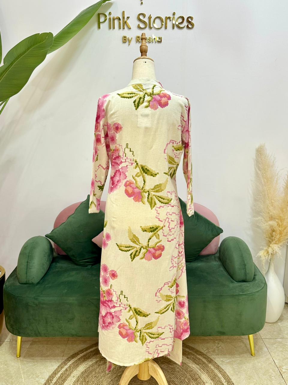 Printed 2Pc Cotton Flex Co-Ord Set- Pink