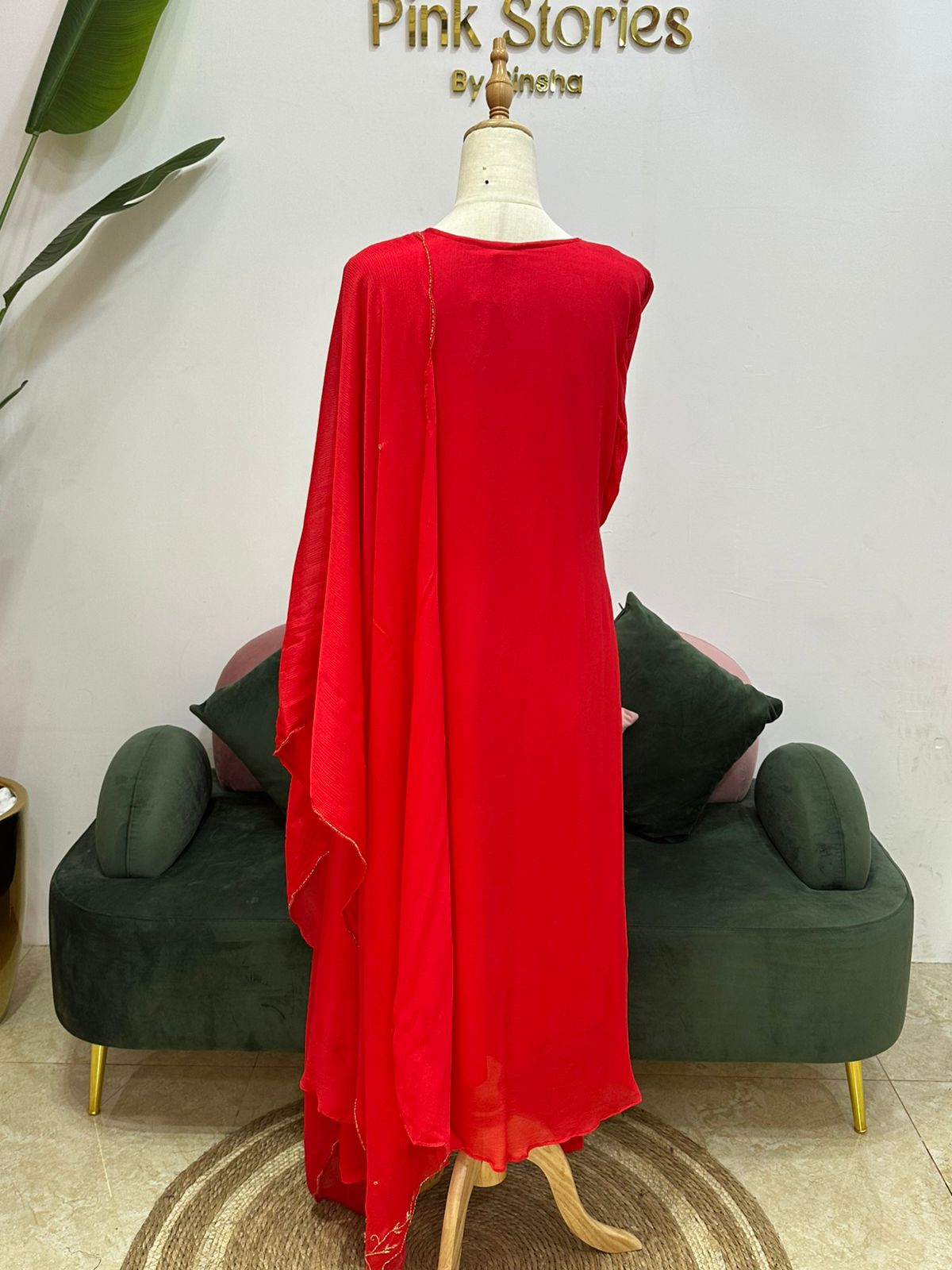 Handworked Chinon A-line Suit- Red