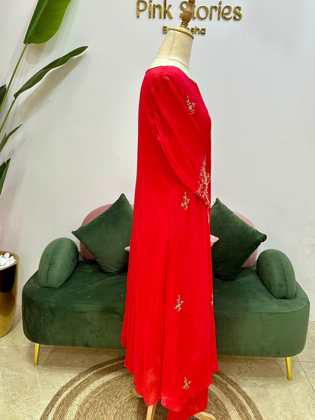 Handworked Chinon A-line Suit- Red