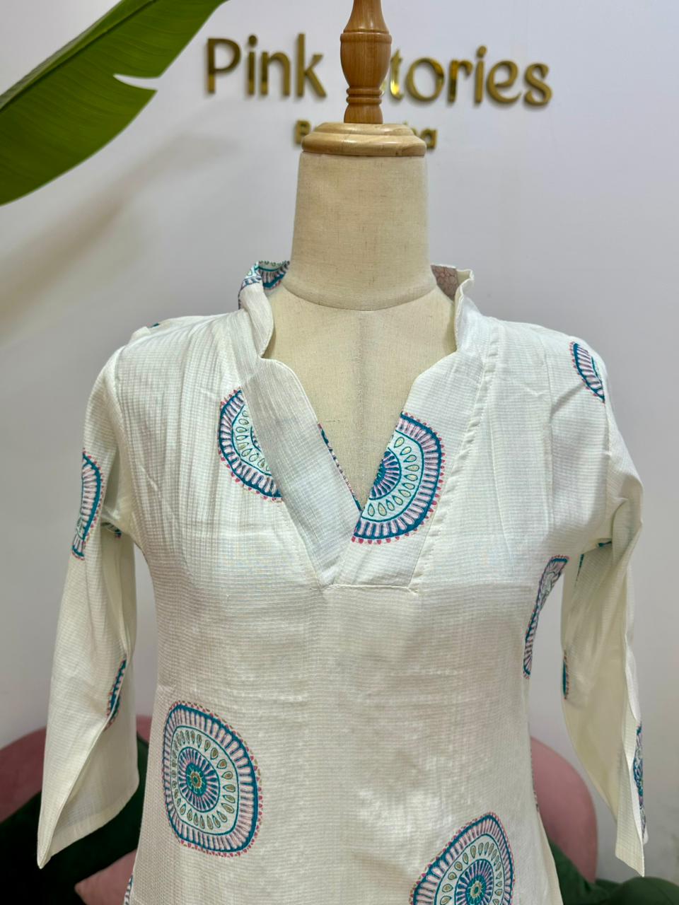 Printed 2Pc Imported Cotton Co-Ord Set - Ivory