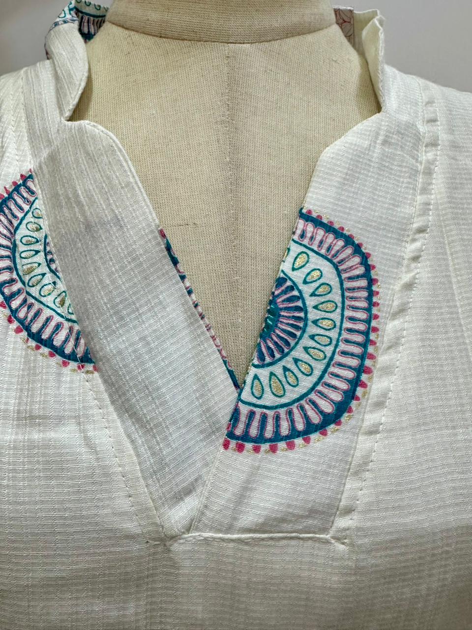 Printed 2Pc Imported Cotton Co-Ord Set - Ivory
