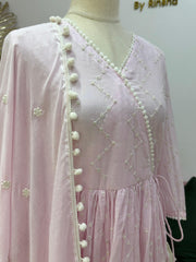 Soft Pink Mul Cotton Angrakha Sharara Set
