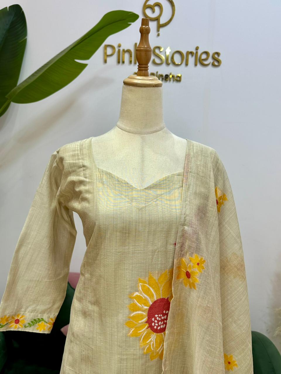 Imported Cotton A-Line Suit- Khaki