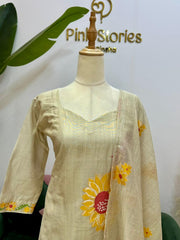Imported Cotton A-Line Suit- Khaki