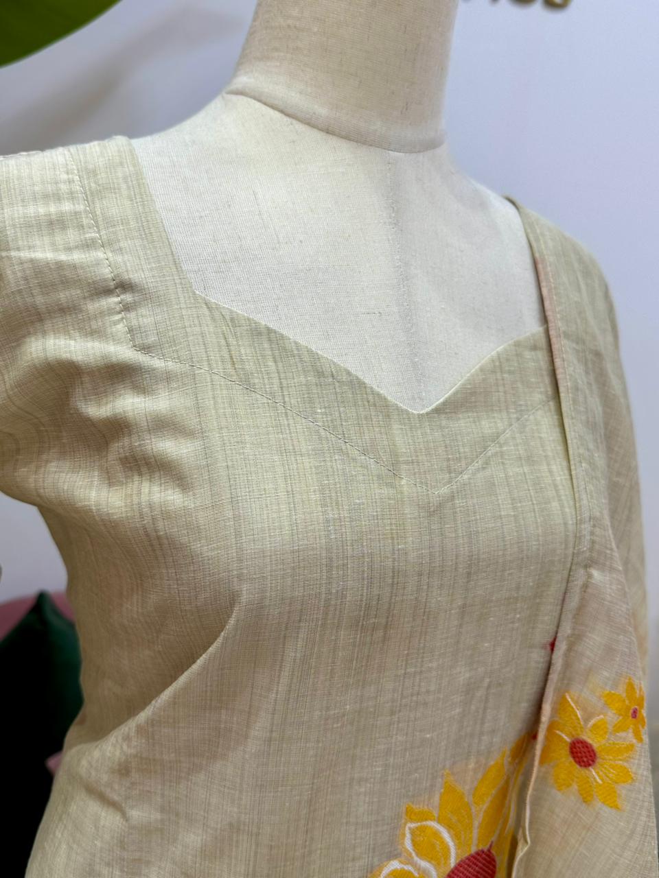 Imported Cotton A-Line Suit- Khaki