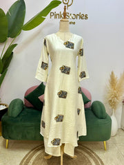 2Pc Imported Cotton Co-Ord Set - Off White