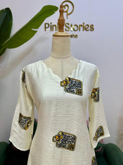2Pc Imported Cotton Co-Ord Set - Off White