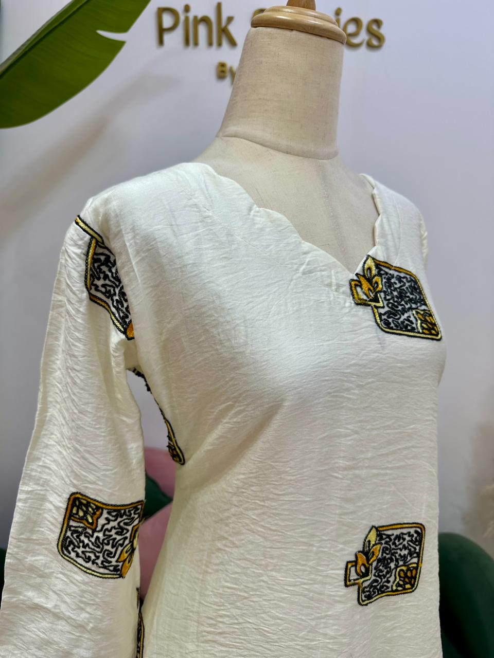 2Pc Imported Cotton Co-Ord Set - Off White