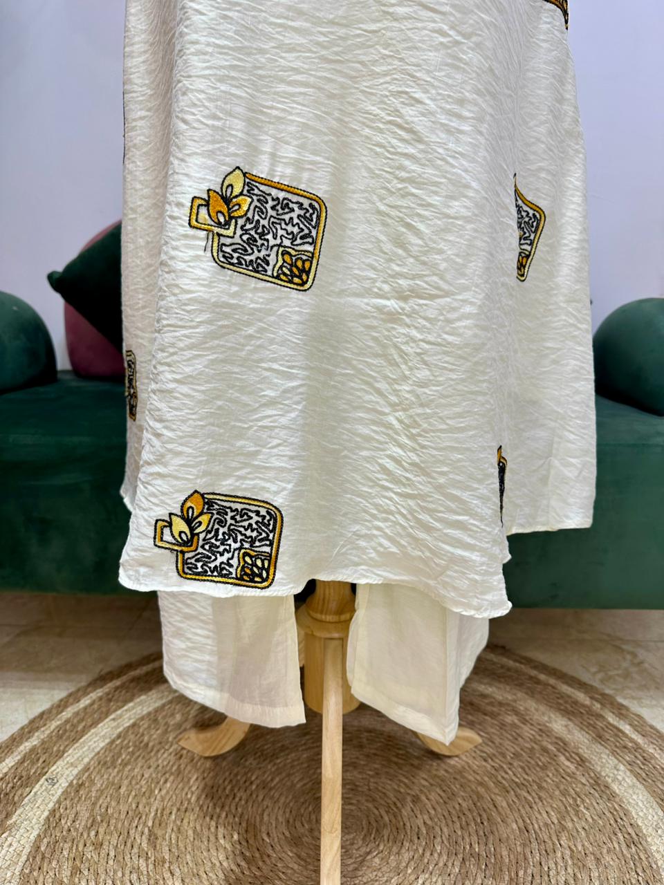 2Pc Imported Cotton Co-Ord Set - Off White