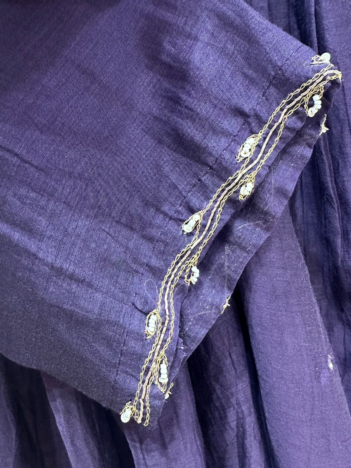 Handworked panel cut anarkali suit-violet