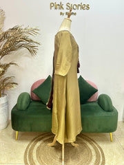 Tissue silk A-line Suit- copper golden + beetroot