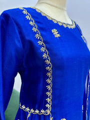 Handworked A-line suit- royal blue