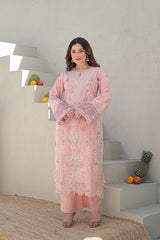 Embroidered 3pc salwar suit- pastel pink