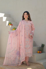Embroidered 3pc salwar suit- pastel pink
