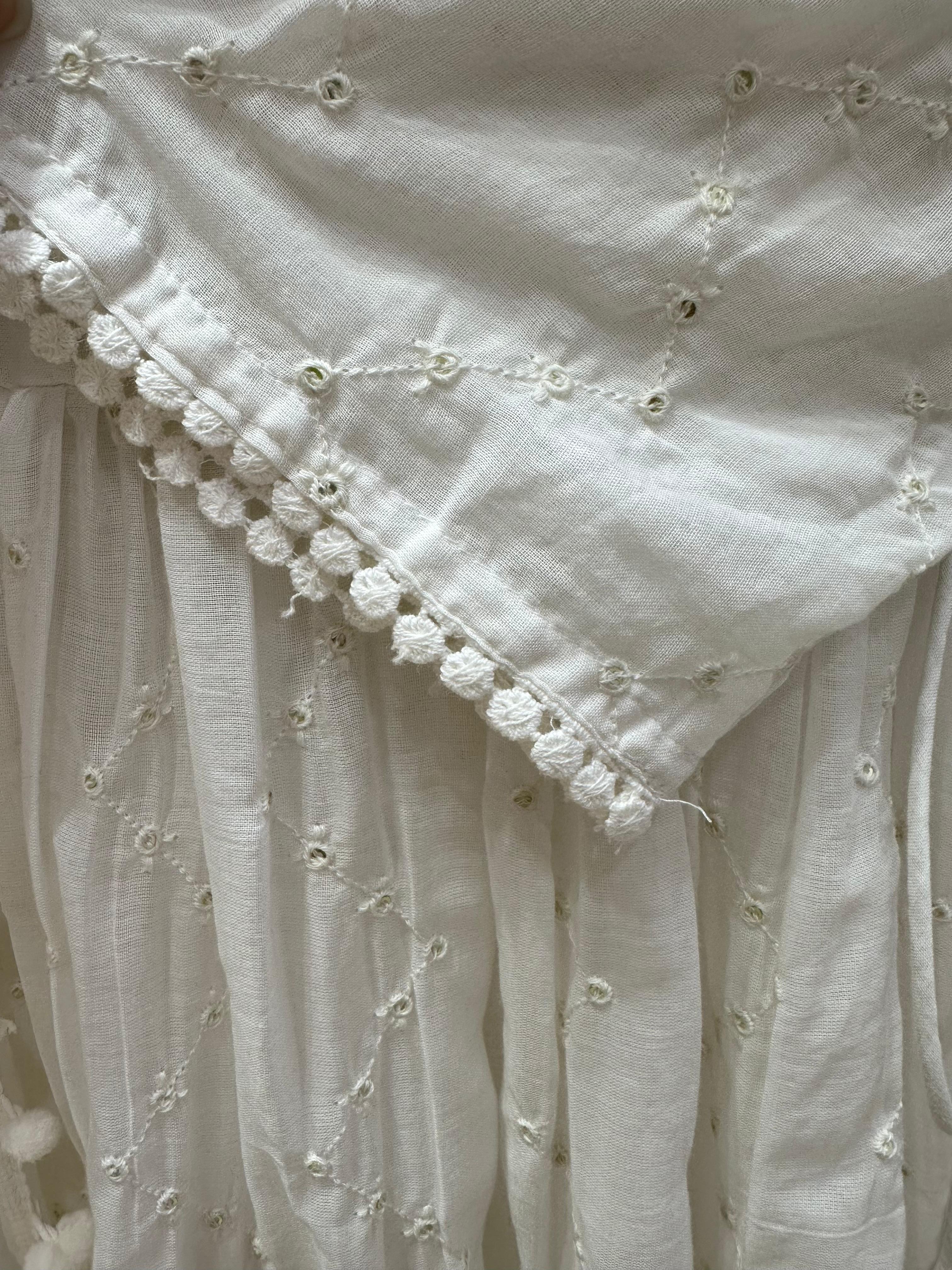 White Mul Cotton Angrakha Sharara Set